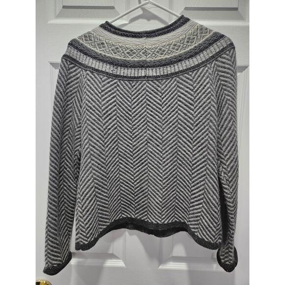 Vintage Talbots Fair Isle Cardigan Sweater Gray Size S Lambs Wool Angora Rabbit - Picture 7 of 9
